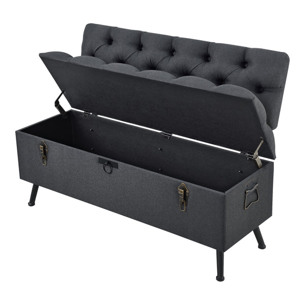 Sitztruhe Malmöhus 110x48x75cm Dunkelgrau [en.casa]