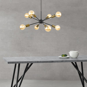 Hängeleuchte Amiens 8-Flammig E27 Schwarz / Messingfarben [lux.pro]