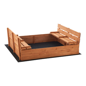 Sandkasten Campillos mit Sitzmöglichkeit 23,5x118x114 cm Holz Natur [en.casa]