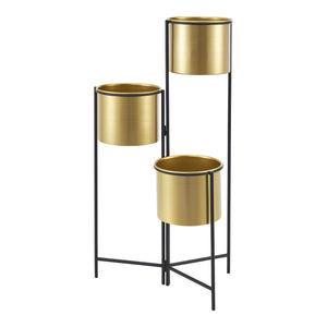 Pflanzständer Haasdonk 3-tlg. Schwarz Messingfarben [en.casa]