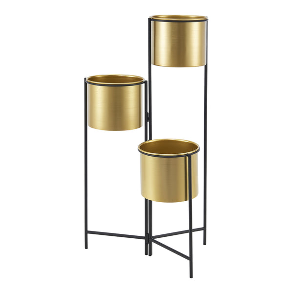 Pflanzständer Haasdonk 3-tlg. Schwarz Messingfarben [en.casa]