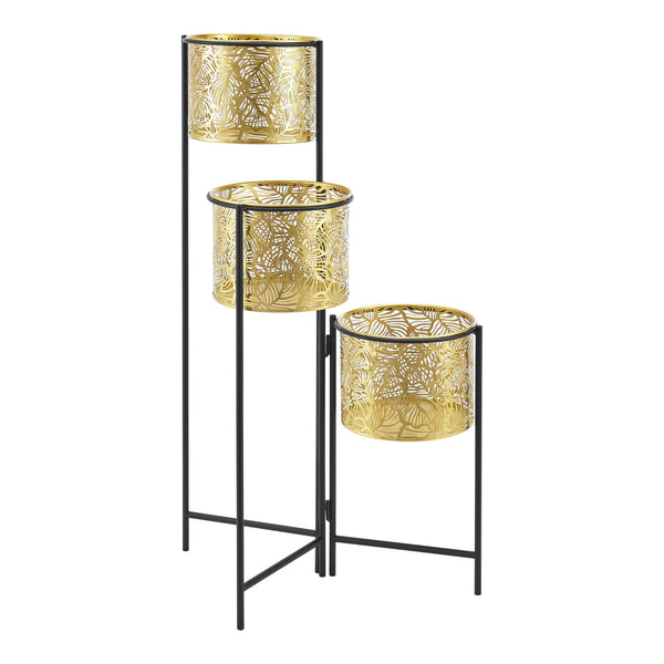 Blumenständer Verrebroek Schwarz/Messingfarben [en.casa]