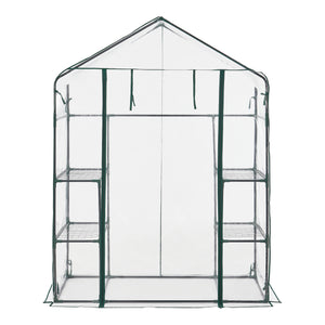 Gewächshaus Hoorn mit Ablagen 140x73x195cm Transparent [en.casa]