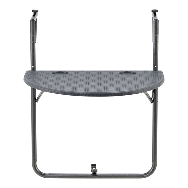 Balkonhängetisch Cicala 84x60x64 cm Halbrund Stahl Dunkelgrau [en.casa]