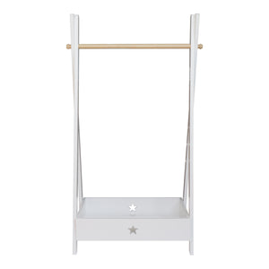 Kinder-Garderobe Laxe 126x73x43 cm Weiß/Natur [en.casa]