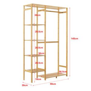 Garderobenständer Eurajoki 139x100x40 cm Bambus Natur [en.casa]