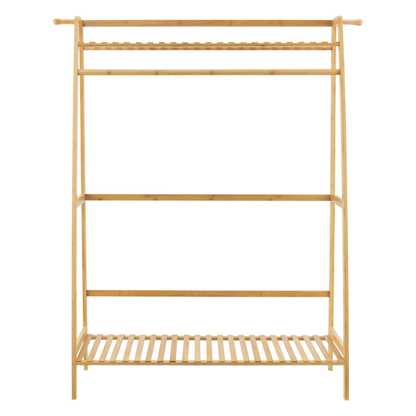 Garderobenständer Föglö 139 x 100 x 40 cm Bambus Natur [en.casa]