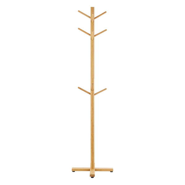 Garderobenständer Jämsä 176 x 38 x 38 cm 12 Haken Bambus Natur [en.casa]