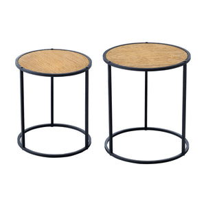 Satztisch Moriusaq im 2er Set rund Holz-Optik [en.casa]