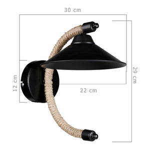 Wandleuchte Cannock E27 Metall Juteseil Schwarz / Jutefarben [lux.pro]