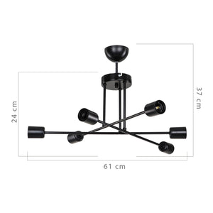 Deckenleuchte Derry 6xE27 Metall Schwarz [lux.pro]