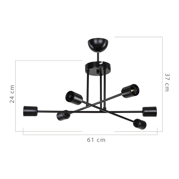 Deckenleuchte Derry 6xE27 Metall Schwarz [lux.pro]