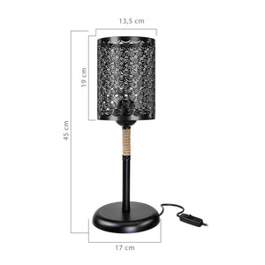 Tischleuchte Filton E27 Metall Juteseil Schwarz / Jutefarben [lux.pro]