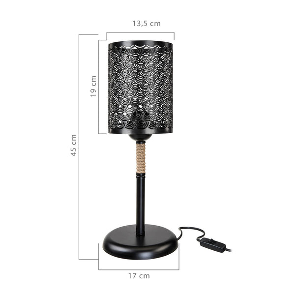 Tischleuchte Filton E27 Metall Juteseil Schwarz / Jutefarben [lux.pro]