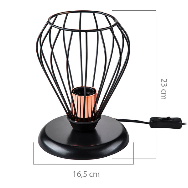 Tischleuchte Grays E27 Metall Schwarz / Kupferfarben [lux.pro]
