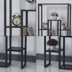 Pflanzregal Blaavandshuk 150 x 60 x 19 cm Schwarz / Marmor-Optik [en.casa]