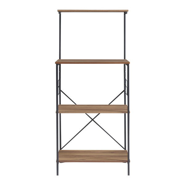 Standregal Billund mit 4 Ablageflächen 133 x 60 x 42 cm Schwarz / Walnuss-Optik [en.casa]