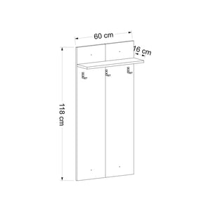 Garderobenpaneel Farsø mit Ablage und 3 Haken Weiß [en.casa]