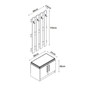 Garderobenpaneel mit Schuhbank Farum Weiß [en.casa]