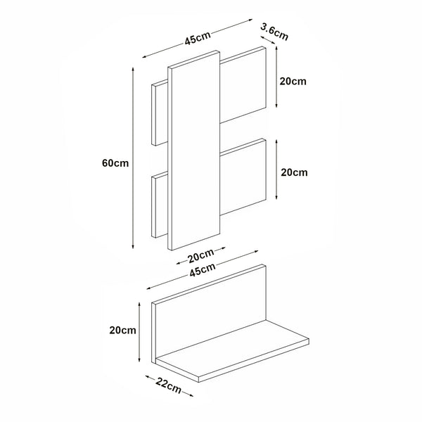 Wandregal Egtved mit Wandpaneel Eicheoptik / Anthrazit [en.casa]