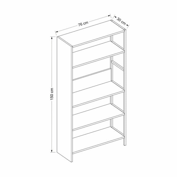 Bücherregal Herlev mit 4 Ablagen Artisan Eicheoptik / Schwarz [en.casa]