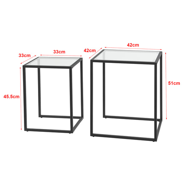 Satztisch Holstebro Schwarz/Transparent [en.casa]