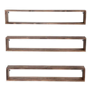 Wandregal Næstved im 3er Set Kiefernholz, gebeizt [en.casa]