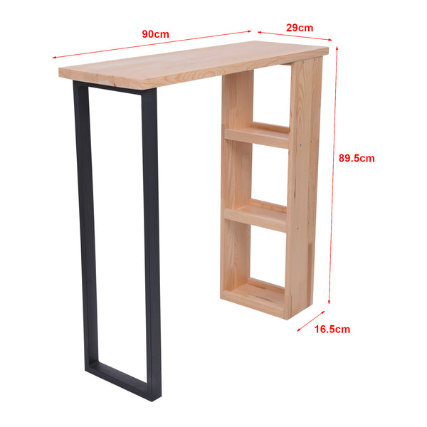 Bartisch Nørager mit Regal aus Kiefernholz [en.casa]