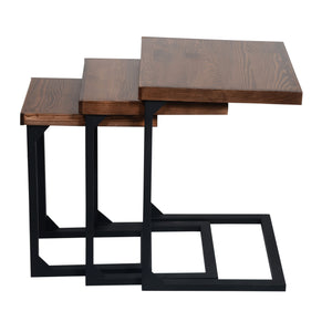 Satztisch Rørvig im 3er Set Kiefernholz, gebeizt [en.casa]