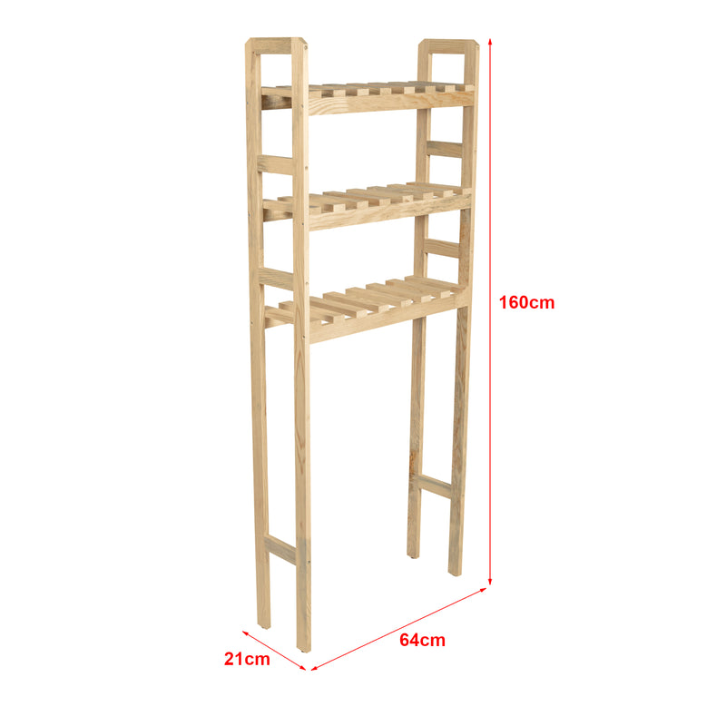 Maßskizze Waschmaschinenregal Alslev 160x64x21cm [en.casa]