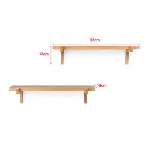 Wandregal Rødby 2er Set 55x15x12 cm Buche [en.casa]