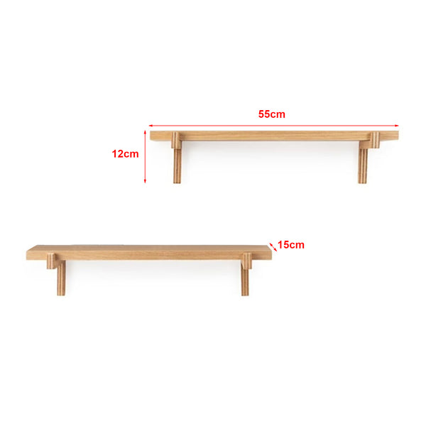 Wandregal Rødby 2er Set 55x15x12 cm Buche [en.casa]