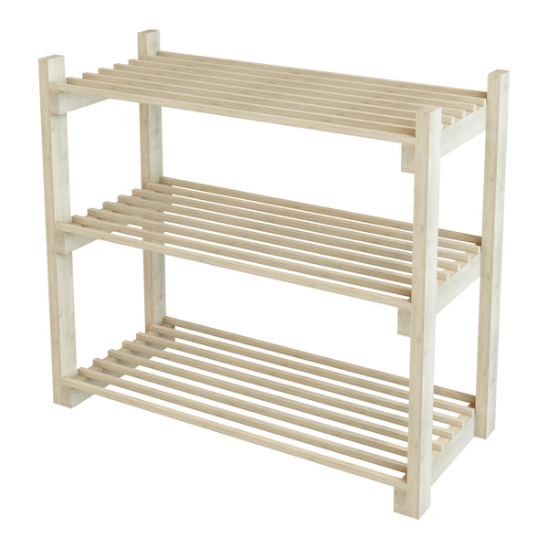 Schuhregal Them mit 3 Ablagen Kiefernholz [en.casa]