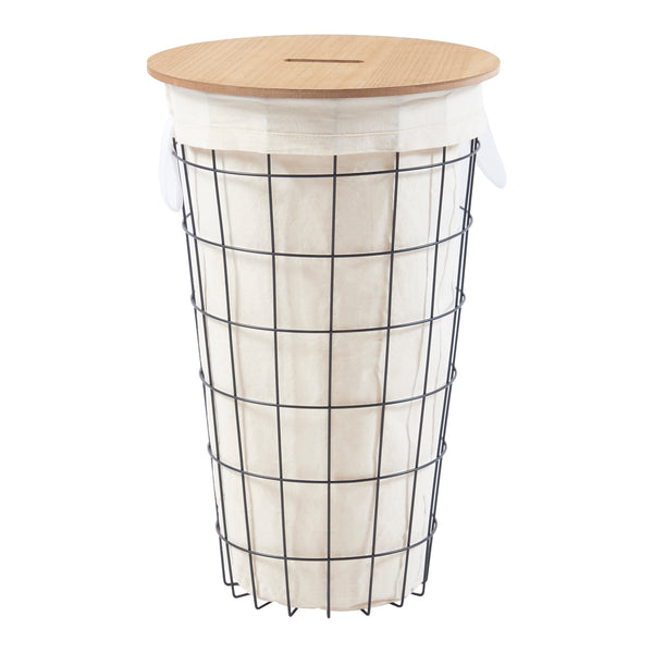 Wäschekorb Skive mit Wäschesack 40 L Metall Schwarz [en.casa]