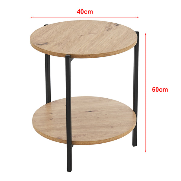 Beistelltisch Kuopio 50xØ40cm Schwarz/Holzoptik [en.casa]