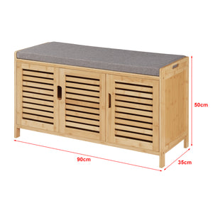 Schuhschrank Selk mit Sitzfläche Bambus [en.casa]