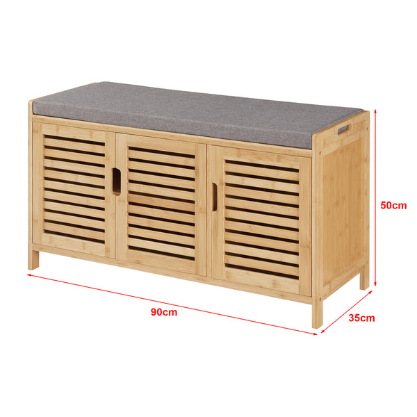 Schuhschrank Selk mit Sitzfläche Bambus [en.casa]