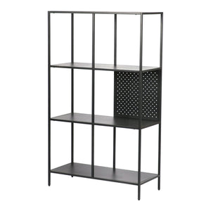 Bücherregal Ingå 144x75x35cm Metall Schwarz matt [en.casa]