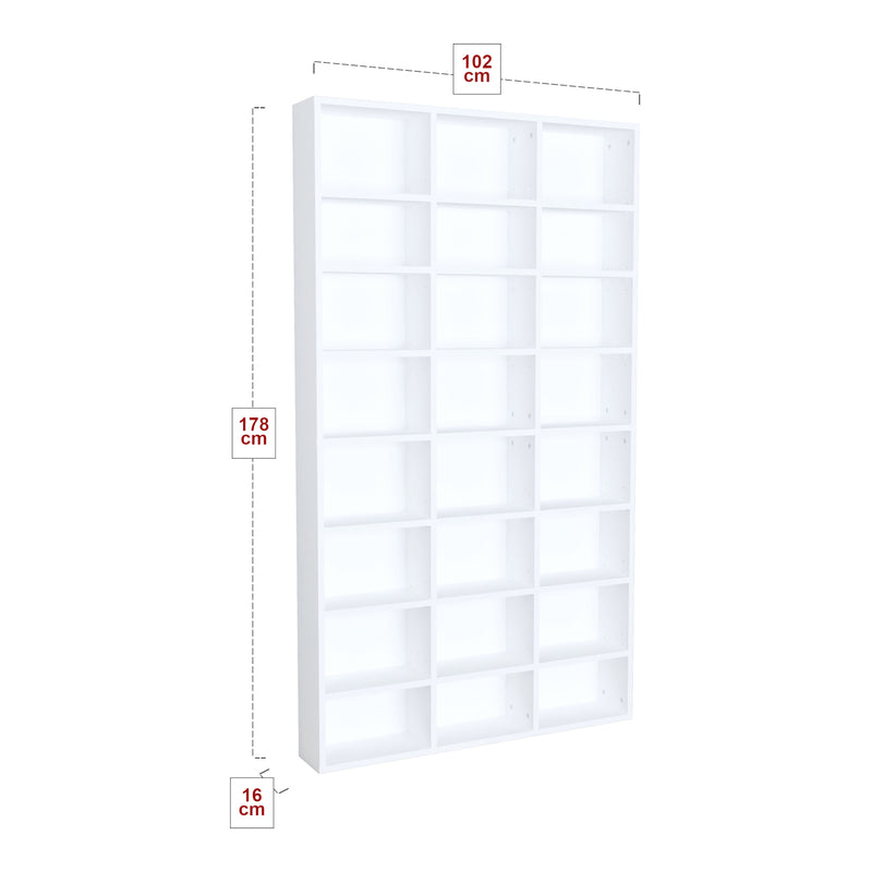 Maßskizze Bücherregal Askvoll 178x102x16cm Weiß [en.casa]