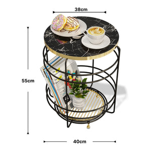 Korbtisch Padasjoki  Marmoroptik, schwarz [en.casa]