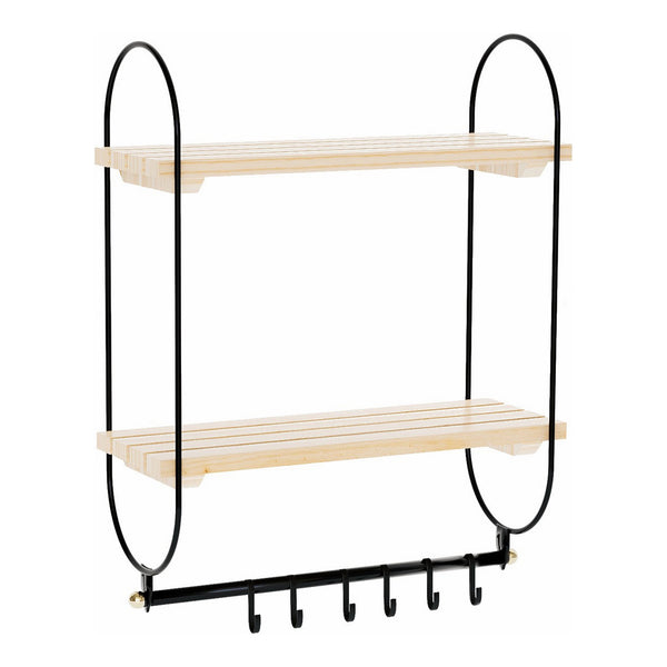 Wandregal Pielavesi mit 6 Haken Schwarz/Natur [en.casa]