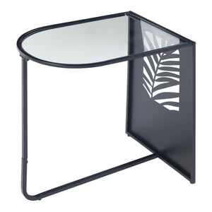Beistelltisch Ulvik 50x50x35cm aus Metall und Glas Schwarz [en.casa]