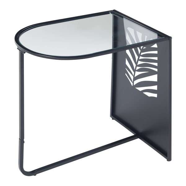 Beistelltisch Ulvik 50x50x35cm aus Metall und Glas Schwarz [en.casa]