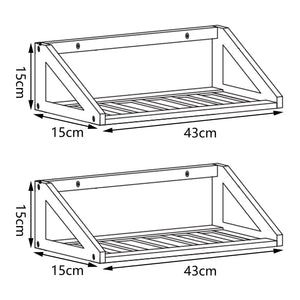 Wandregalset Gjerdrum 2er Set 43x15x15cm Bambus [en.casa]