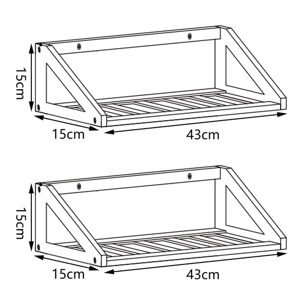 Wandregalset Gjerdrum 2er Set 43x15x15cm Bambus [en.casa]