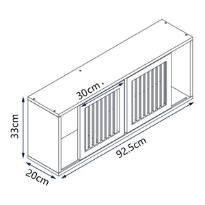 Wandregal Grums mit zwei Schiebetüren 92,5x20x33cm Bambus [en.casa]