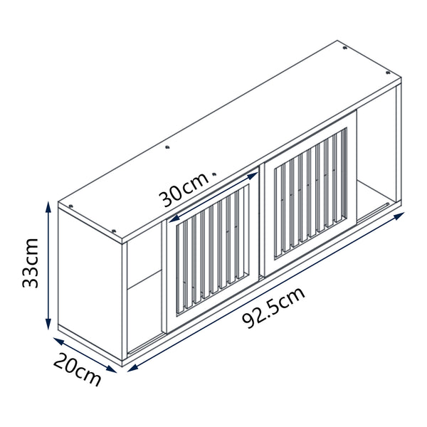 Wandregal Grums mit zwei Schiebetüren 92,5x20x33cm Bambus [en.casa]