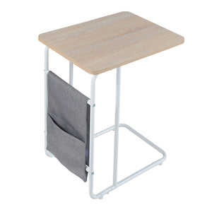 Laptoptisch Dyrøy 56x48x37cm Weiß/Eiche [en.casa]