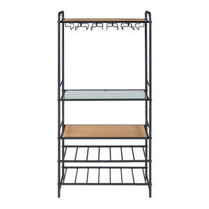 Weinregal Hustadvika 120x61x33cm Schwarz/Eiche [en.casa]