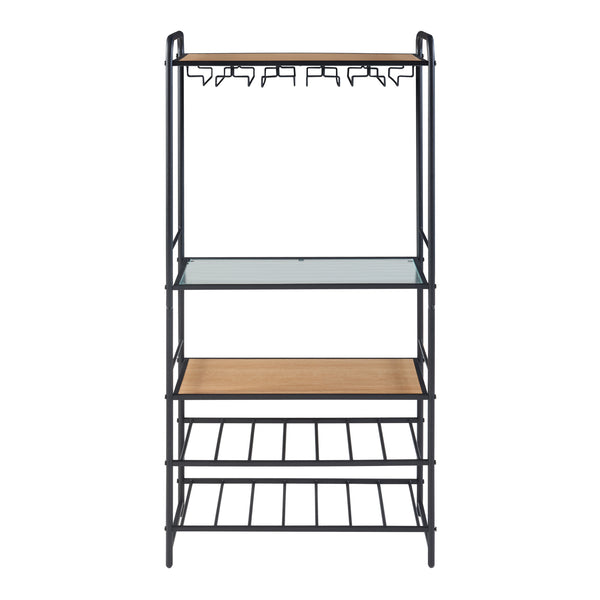 Weinregal Hustadvika 120x61x33cm Schwarz/Eiche [en.casa]